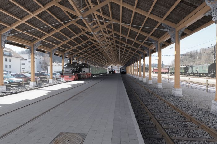 3D Visualisierung historische Bahnhofshalle